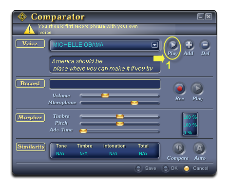 Play sample voice in Voice Comparator dialog box